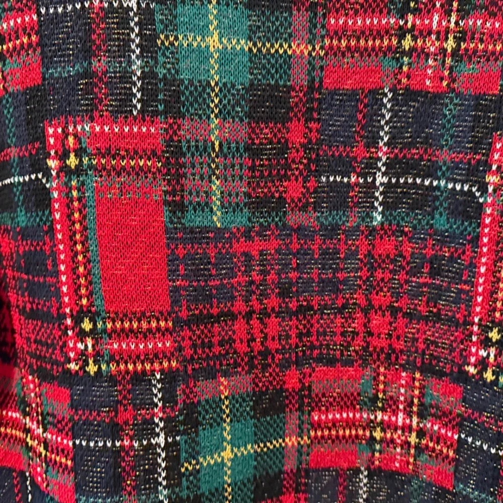Old Navy Kids XL 14-16 Festive Crew Neck Plaid Sweater Red Green